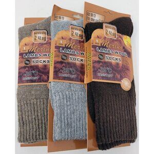 Mens Merino Lamb Wool Crew Socks, Comfy Warm for Winter - Solid Color Patterns